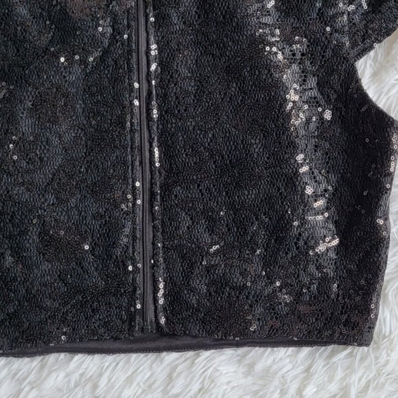 Jodi Kristopher Black Sequin Crop Top Size 9(M) - Picture 6 of 11